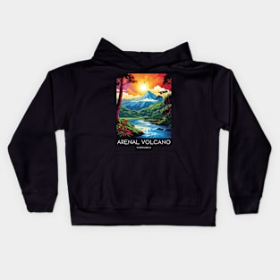 A Pop Art Travel Print of the Arenal Volcano - Costa Rica Kids Hoodie